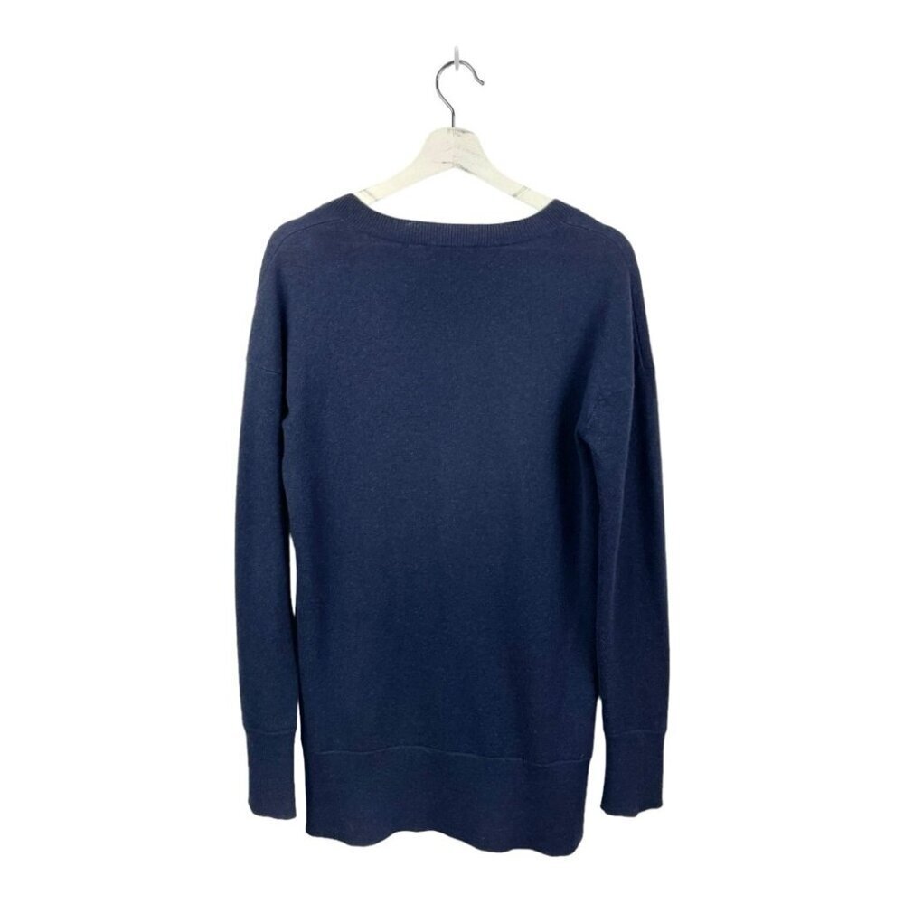 ** Vince 100% Cashmere Navy Deep V Tunic Sweater Size S - Picture 3 of 6